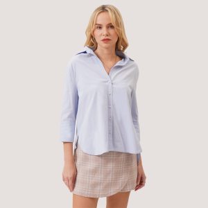 Quarter Sleeves Button-Up Shirt