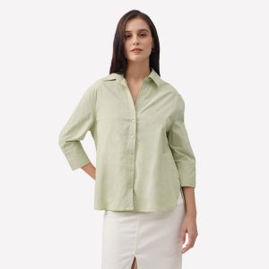 Quarter Sleeves Button-Up Shirt